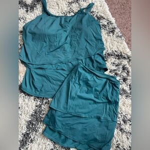 Teal Tank Top and Skirt Set -SWIM